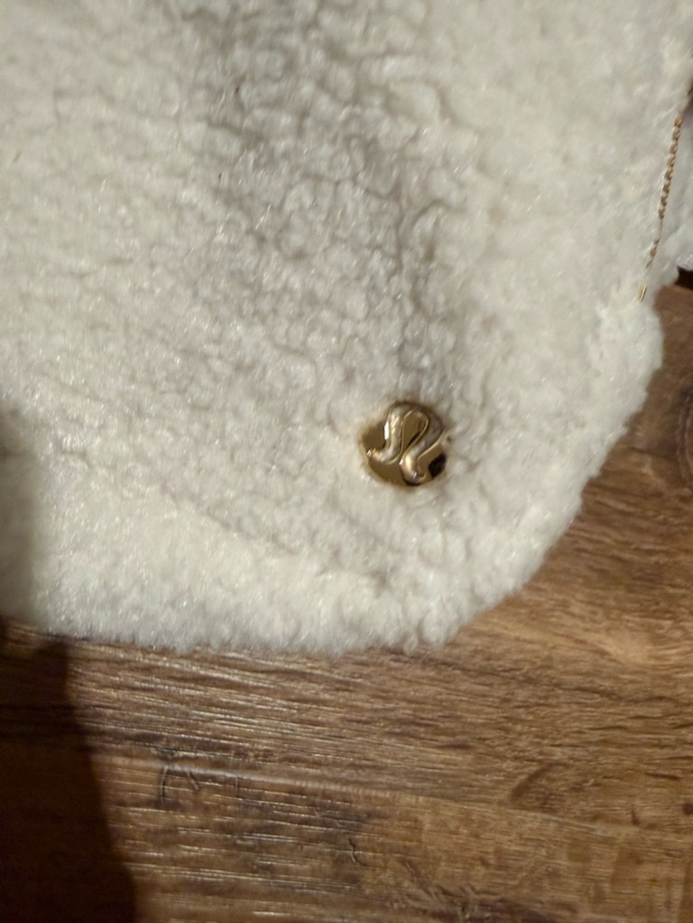 lululemon athletica Cream Sherpa Pouch with Gold Hardware